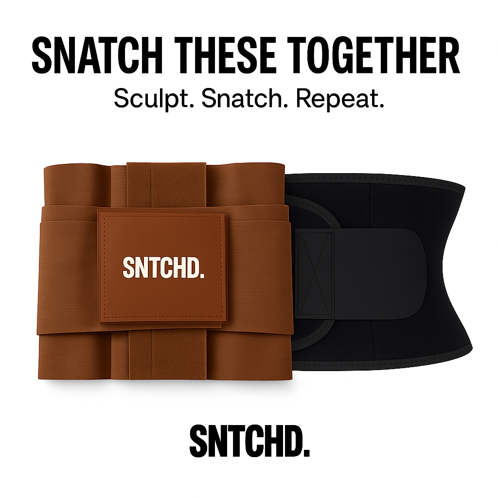 SNTCHD. Signature Sweat Sculpt Wrap & Mocha Curve Waist Sculpting Belt Bundle
