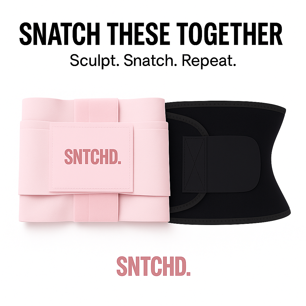 SNTCHD. Signature Sweat Sculpt Wrap & Blush Curve Waist Sculpting Belt Bundle