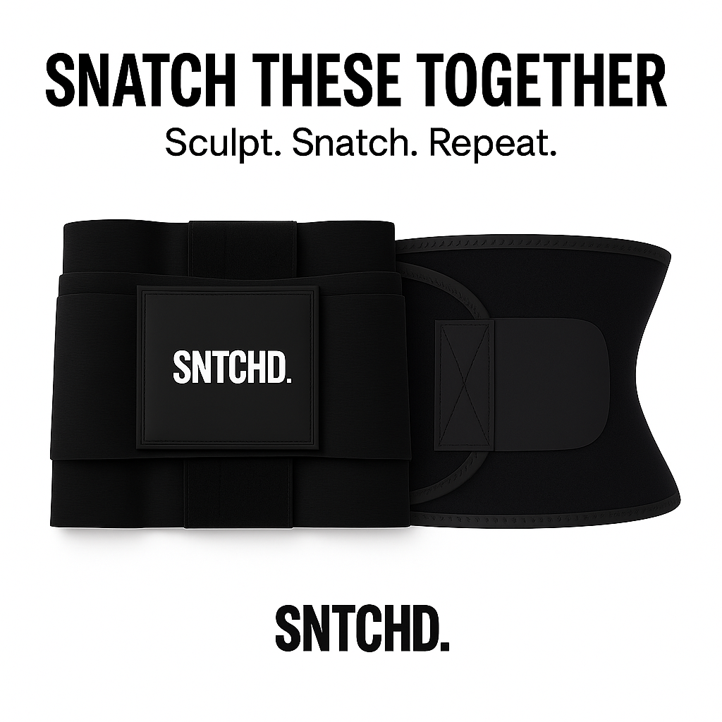 SNTCHD. Signature Sweat Sculpt Wrap & Noir Silhouette Waist Sculpting Belt Bundle